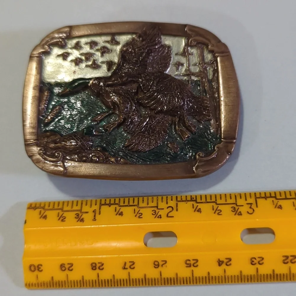 Vintage 1985 Mallard Ducks Belt Buckle Made In USA also Serial Numbered